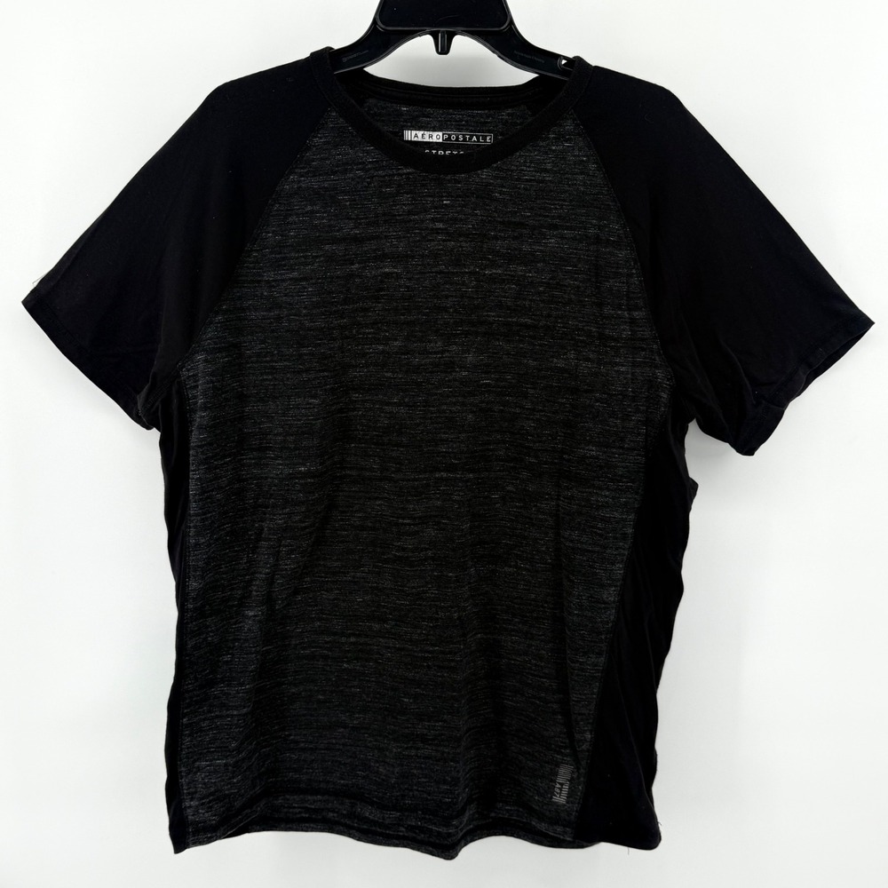 Aeropostale Mens T-Shirt XL Black Gray Raglan Stretch Casual Athletic Tee Street